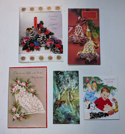 Vintage Retro/Kitsch Christmas Cards Bundle, 10 Cards For Scrapbooking/Crafts #1