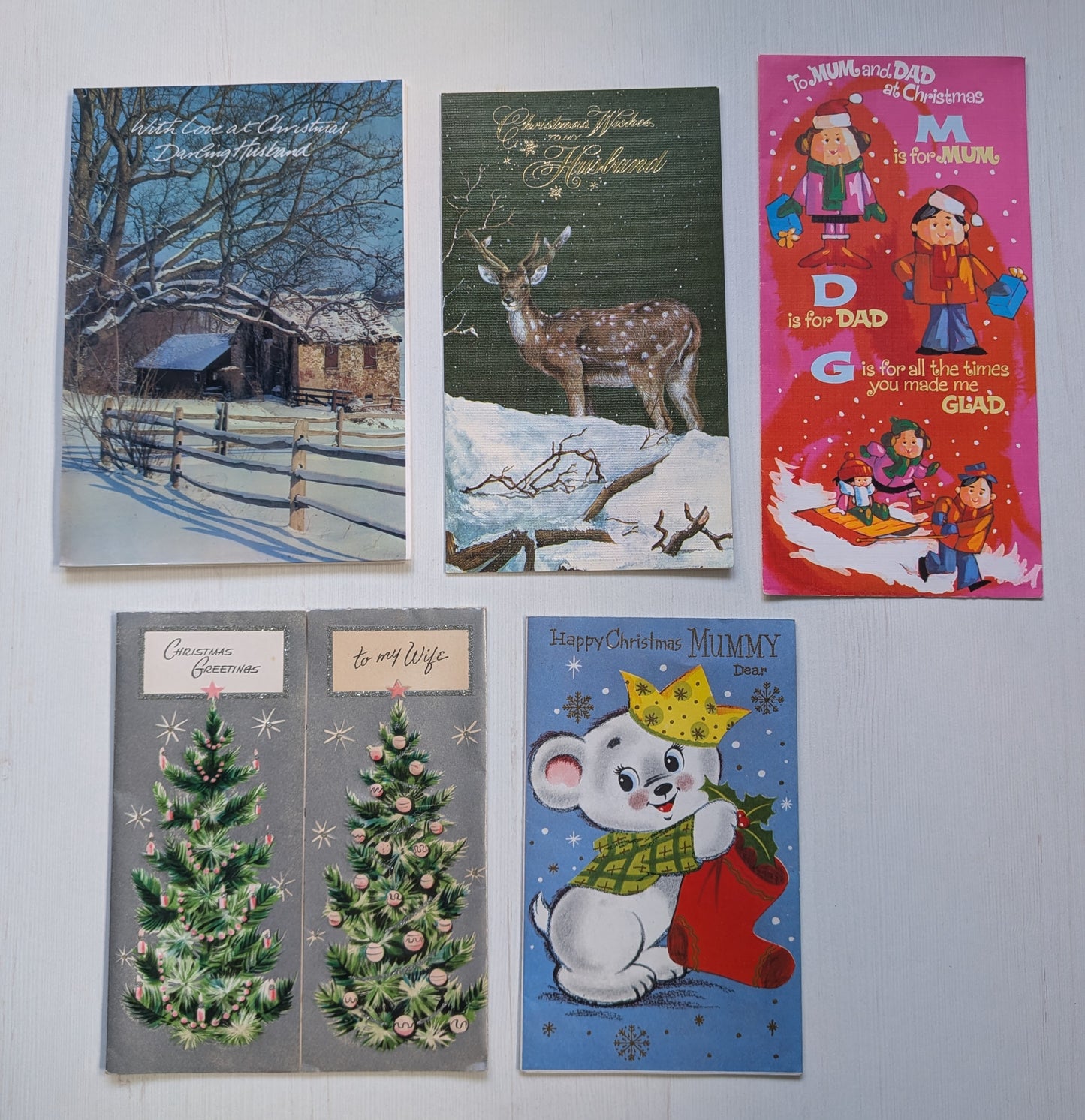 Vintage Retro/Kitsch Christmas Cards Bundle, 10 Cards For Scrapbooking/Crafts #1