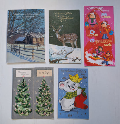 Vintage Retro/Kitsch Christmas Cards Bundle, 10 Cards For Scrapbooking/Crafts #1