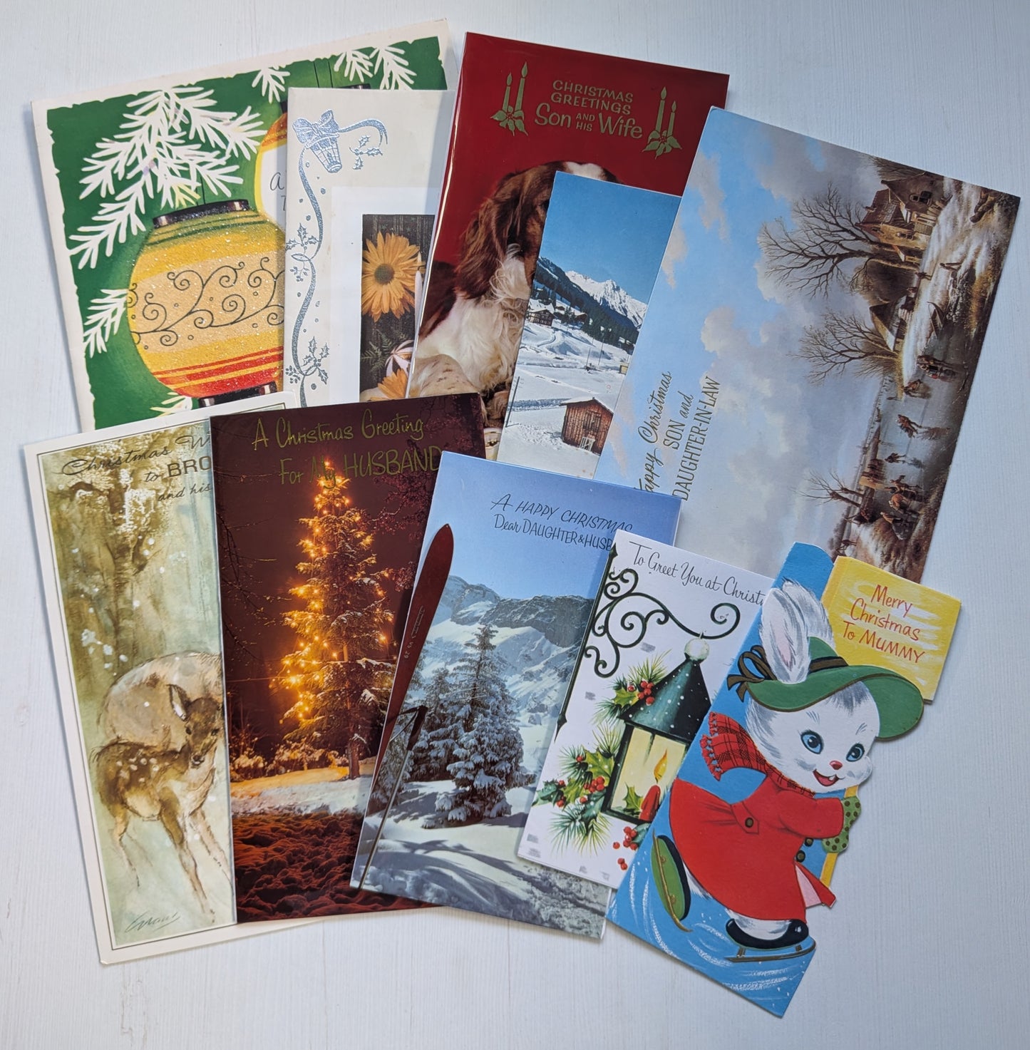 Vintage Retro/Kitsch Christmas Cards Bundle, 10 Cards For Scrapbooking/Crafts #2