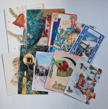 Vintage Retro/Kitsch Christmas Cards Bundle, 10 Cards For Scrapbooking/Crafts #3