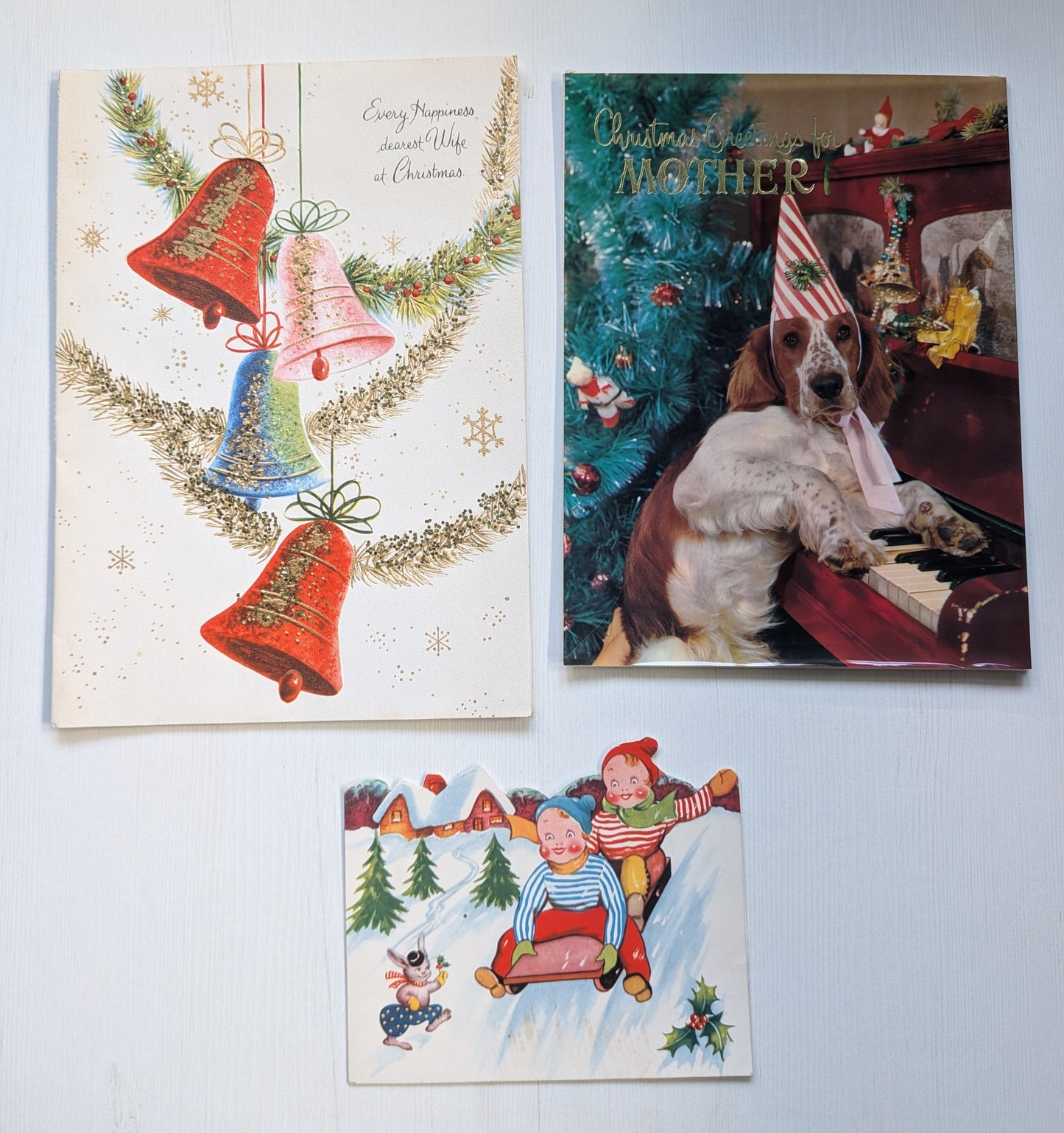 Vintage Retro/Kitsch Christmas Cards Bundle, 10 Cards For Scrapbooking/Crafts #3