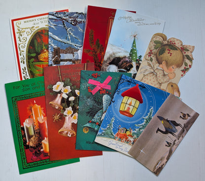 Vintage Retro/Kitsch Christmas Cards Bundle, 10 Cards For Scrapbooking/Crafts #4