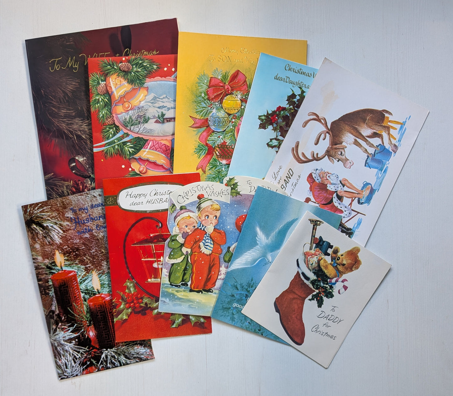 Vintage Retro/Kitsch Christmas Cards Bundle, 10 Cards For Scrapbooking/Crafts #5