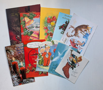 Vintage Retro/Kitsch Christmas Cards Bundle, 10 Cards For Scrapbooking/Crafts #5