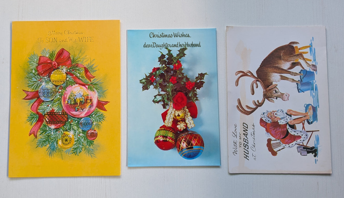 Vintage Retro/Kitsch Christmas Cards Bundle, 10 Cards For Scrapbooking/Crafts #5