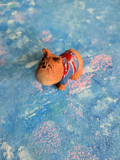 Vintage Bulldog in Union Jack Flag Shirt Miniature Figurine