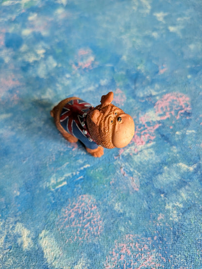 Vintage Bulldog in Union Jack Flag Shirt Miniature Figurine