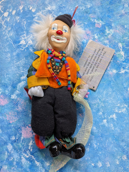 Vintage Kasma Collection Porcelain 10" Clown Doll