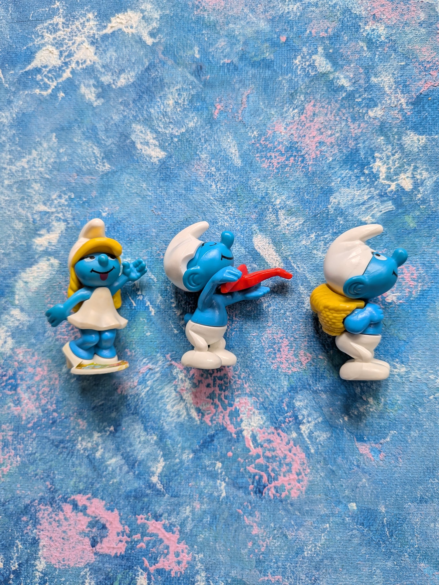 Vintage Smurfs Kinder Surprise x3 Mini Figures Bundle - 1990s