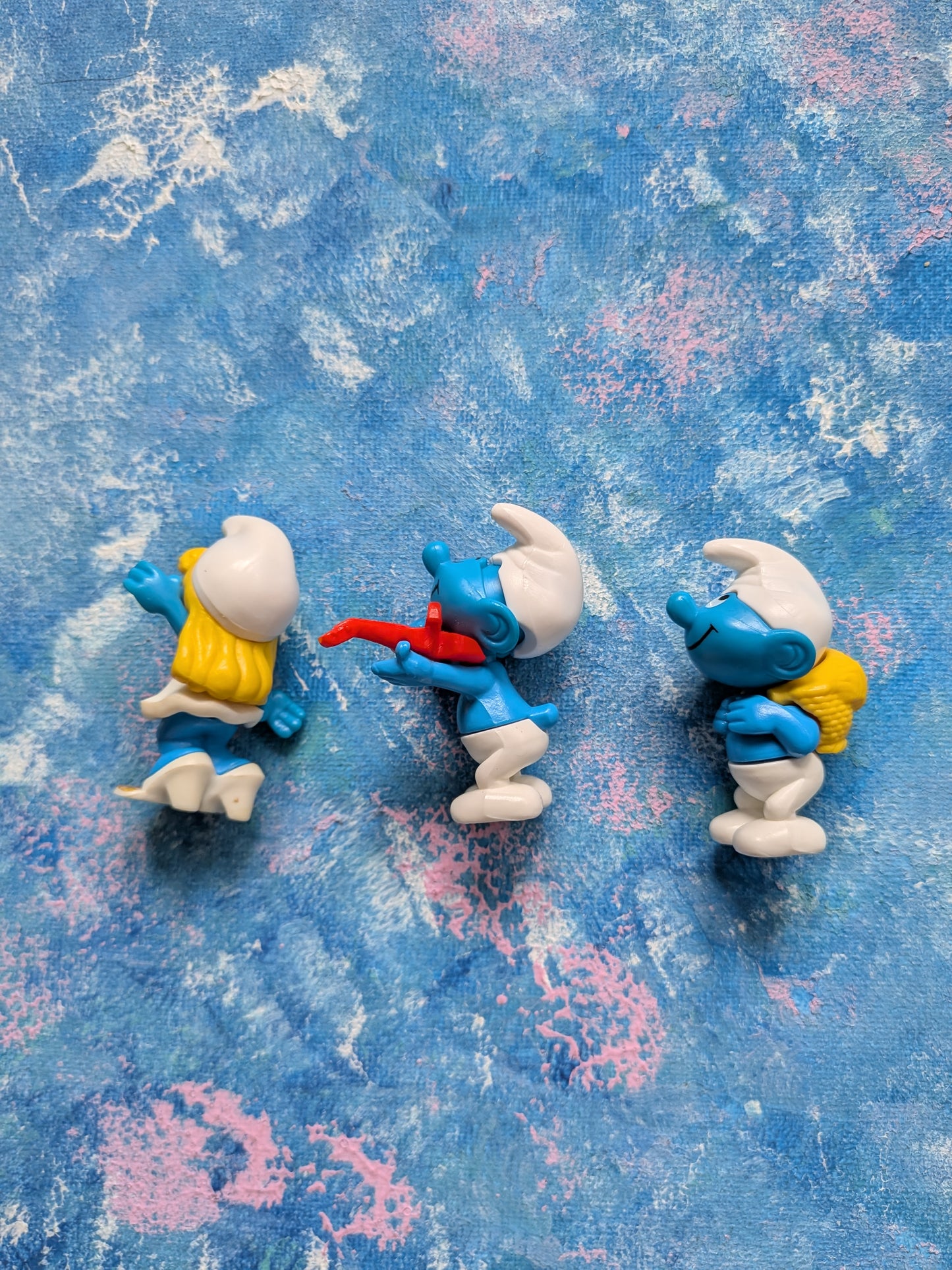 Vintage Smurfs Kinder Surprise x3 Mini Figures Bundle - 1990s
