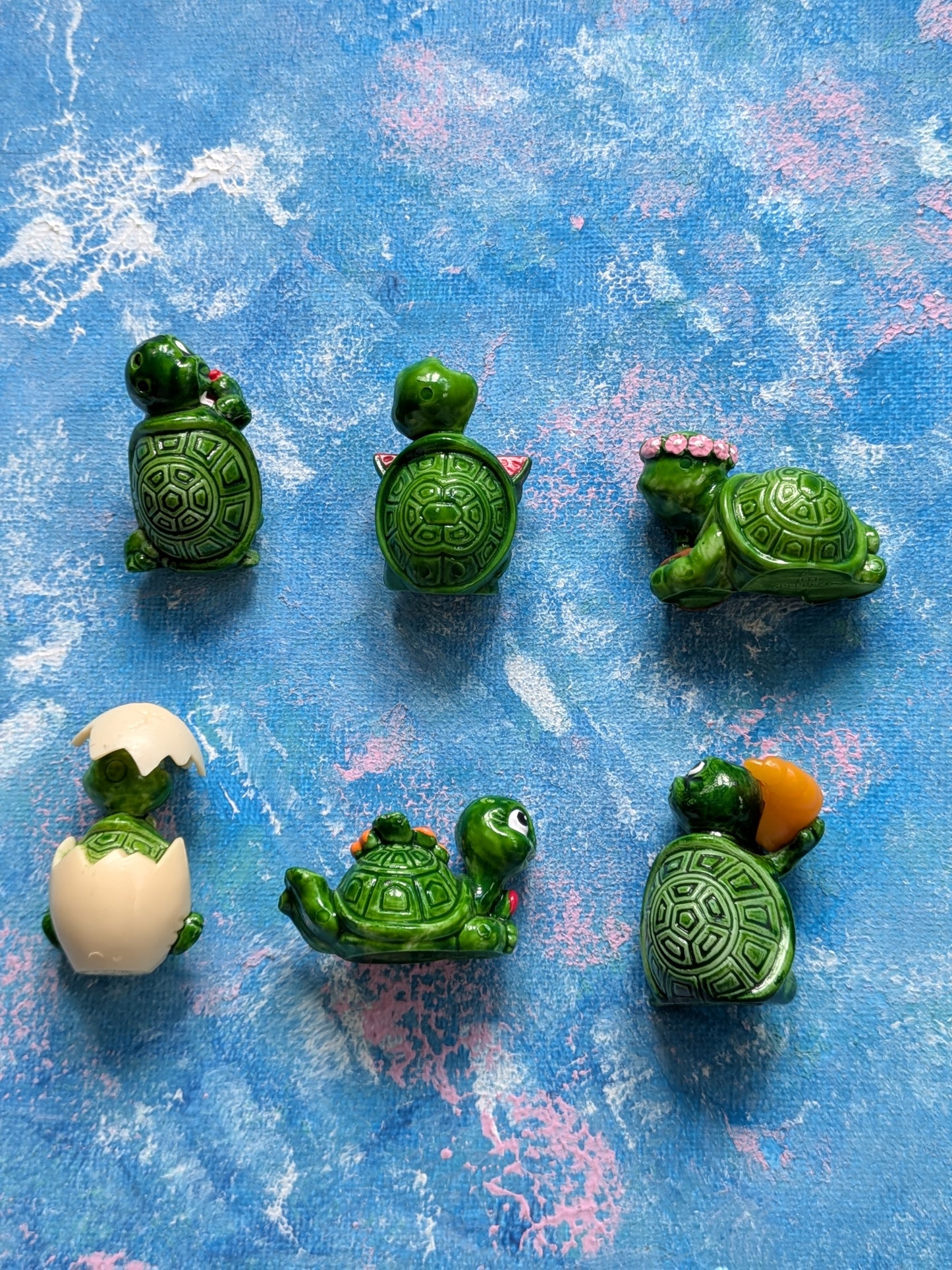 Vintage Kinder Surprise Tiny Terrapin x6 Mini Figures Bundle - 1991 - Ferrero