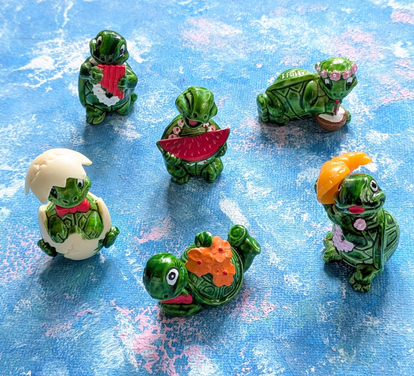 Vintage Kinder Surprise Tiny Terrapin x6 Mini Figures Bundle - 1991 - Ferrero