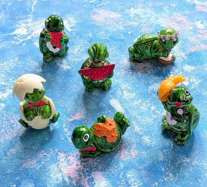Vintage Kinder Surprise Tiny Terrapin x6 Mini Figures Bundle - 1991 - Ferrero