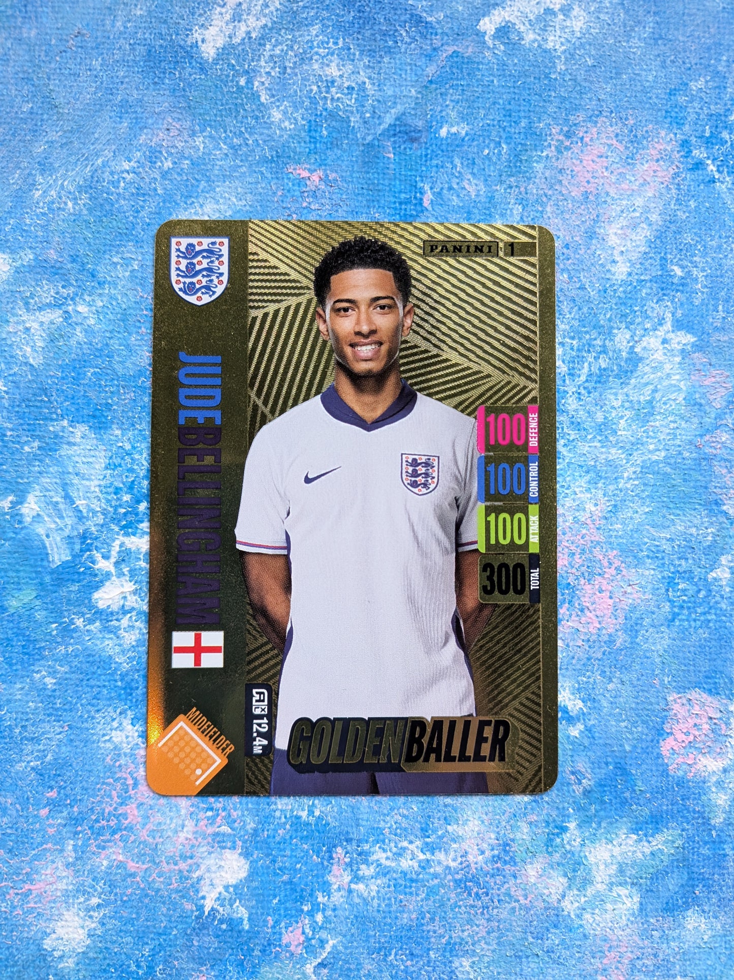 Jude Bellingham Golden Baller #1 Card - Panini England Adrenalyn XL 2024 Tournament Edition
