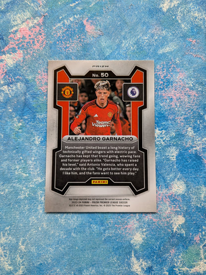 Alejandro Garnacho Prizm Card No. 50 - 2023-24 Panini Premier League Soccer