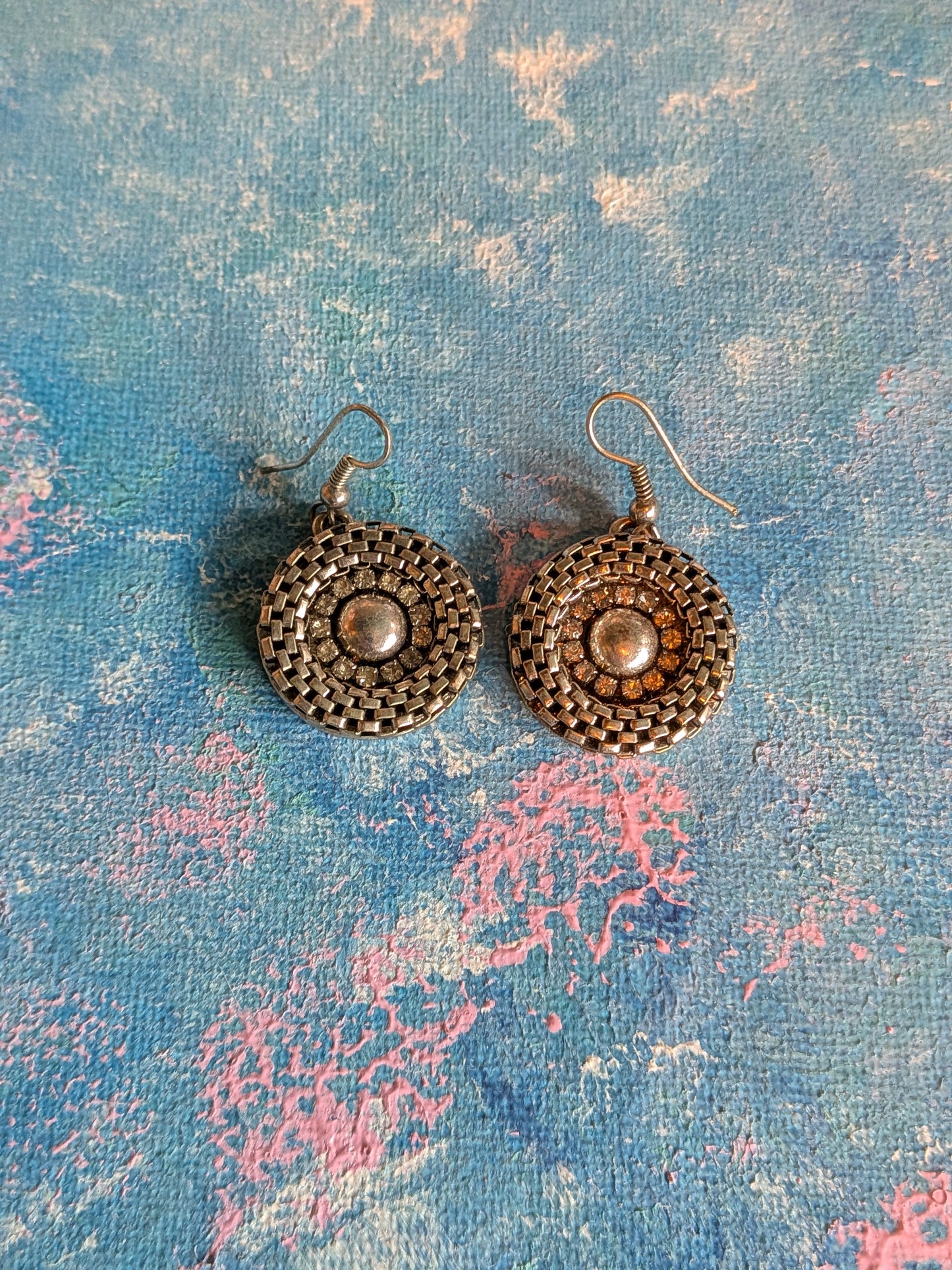Vintage Silver Metal Bohemian-Style Round Drop Earrings