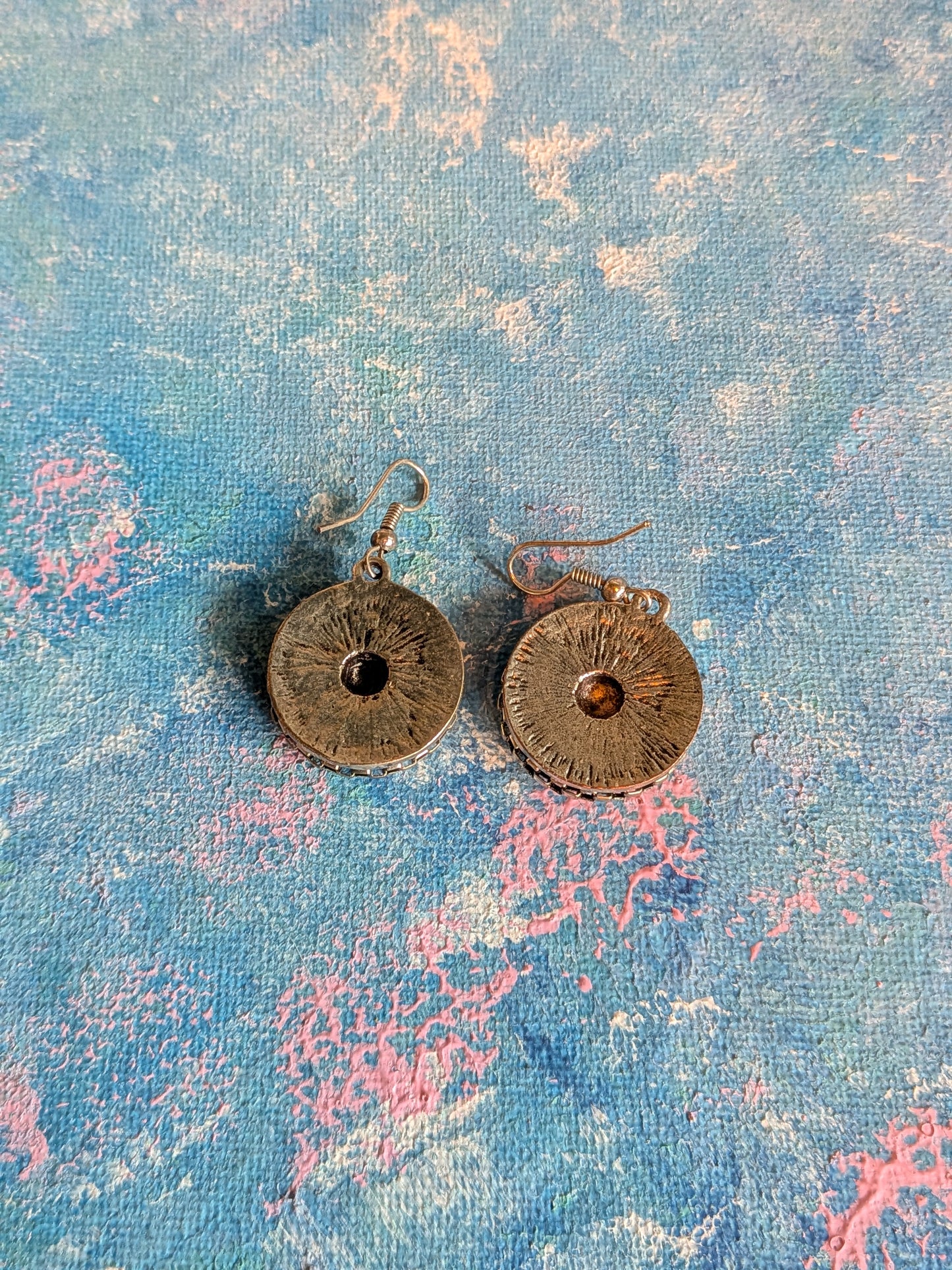 Vintage Silver Metal Bohemian-Style Round Drop Earrings