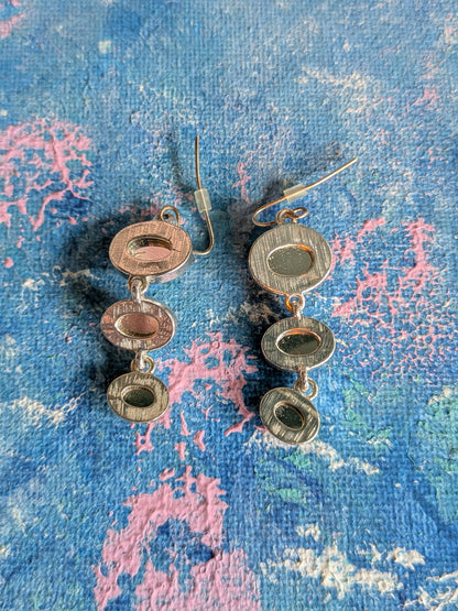Vintage Style Silver and Purple Drop Earrings, Retro Costume Jewellery