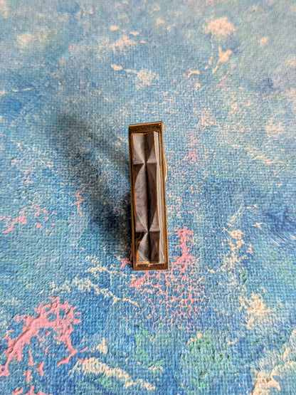 Vintage Metal Tie Clip with Grey Geometric Front Bar
