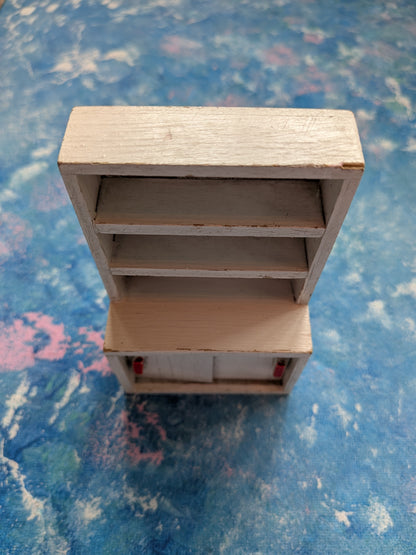Vintage Dolls House Wooden Kitchen/Welsh Dresser with Sliding Doors