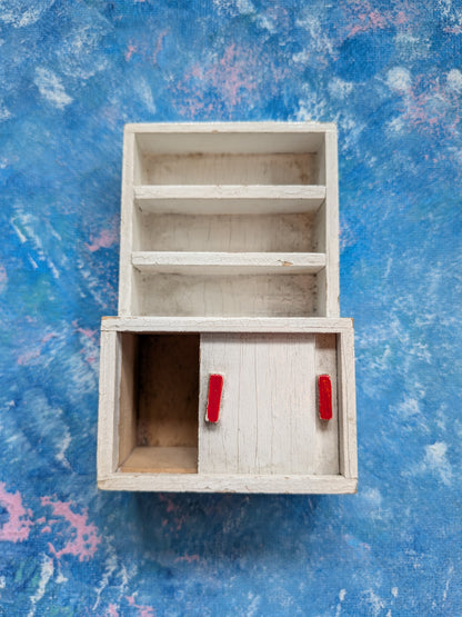 Vintage Dolls House Wooden Kitchen/Welsh Dresser with Sliding Doors