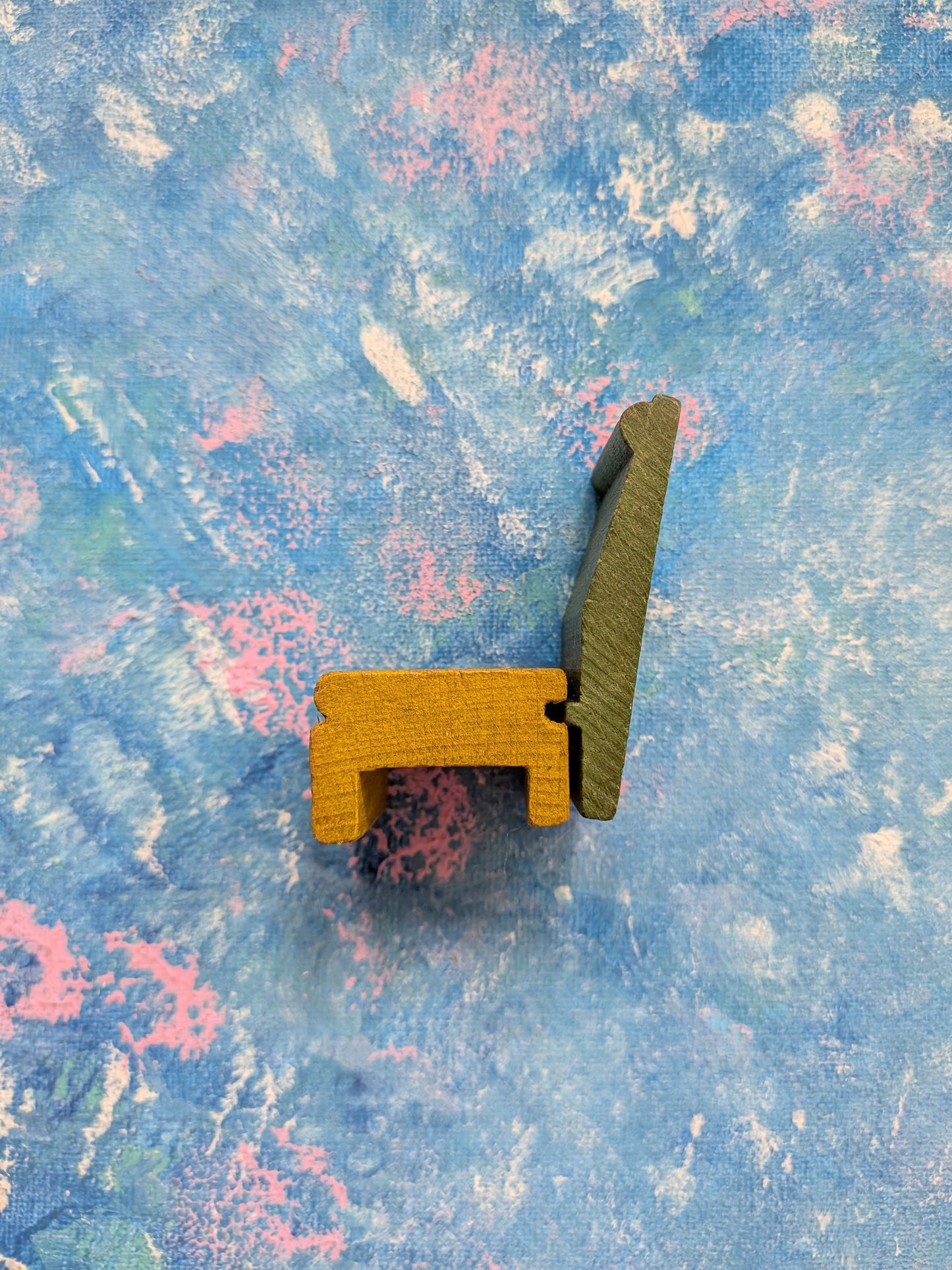 Vintage Dolls House Wooden Green/Yellow Chair