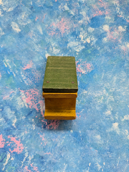 Vintage Dolls House Wooden Green/Yellow Chair