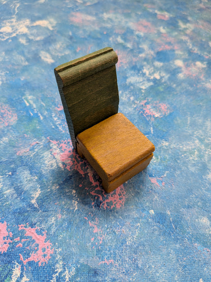 Vintage Dolls House Wooden Green/Yellow Chair