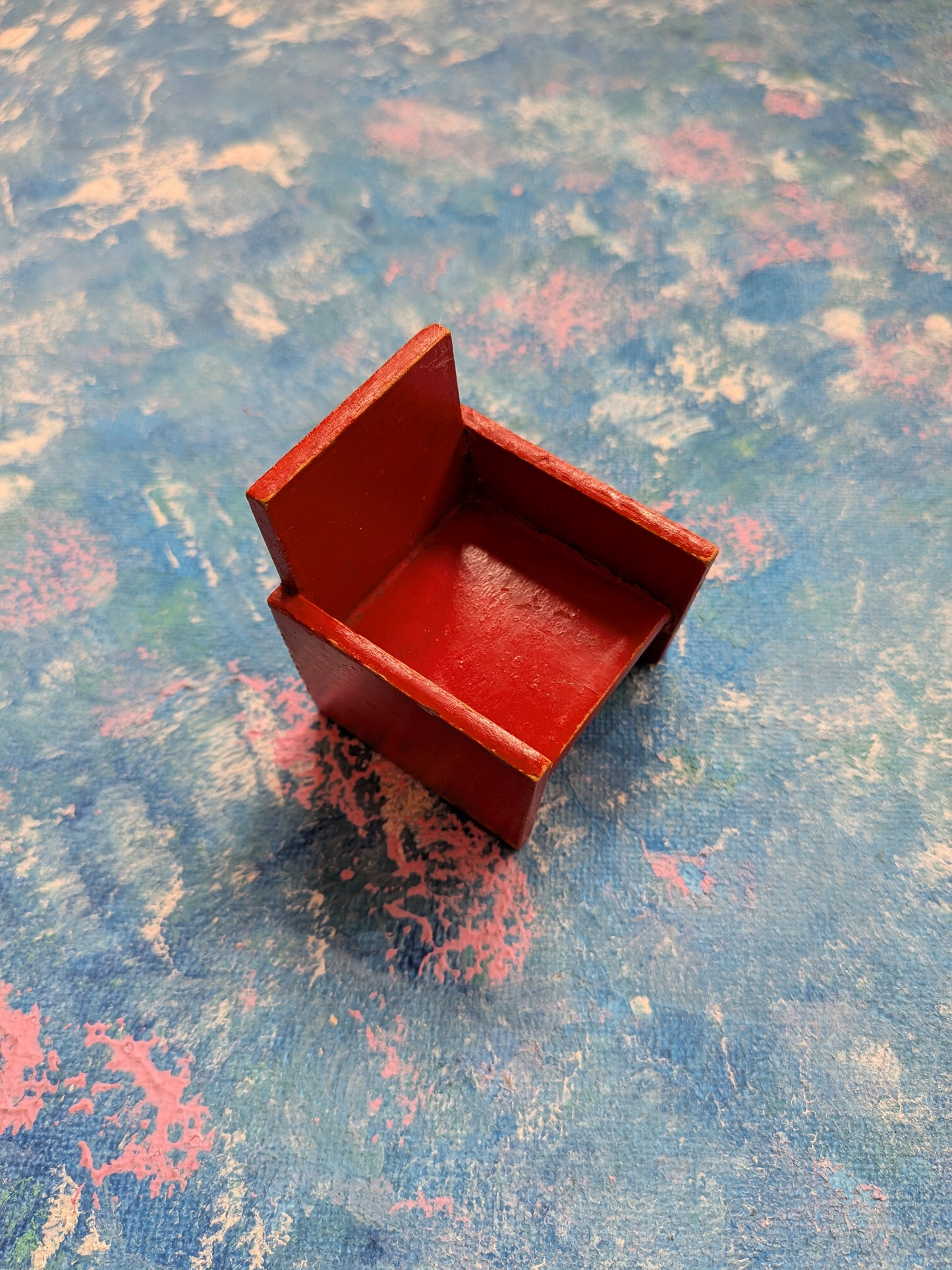 Vintage Dolls House Wooden Red Chair