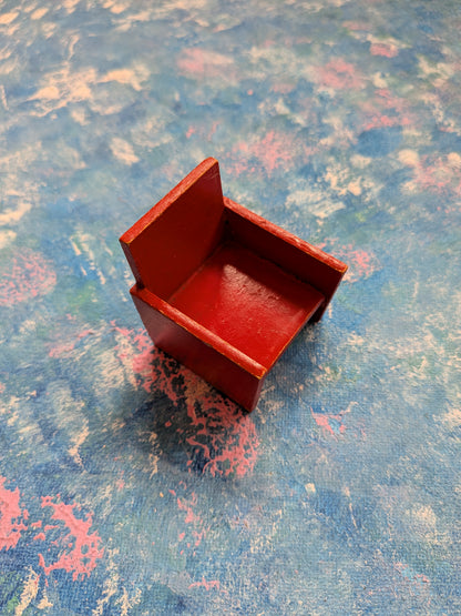 Vintage Dolls House Wooden Red Chair