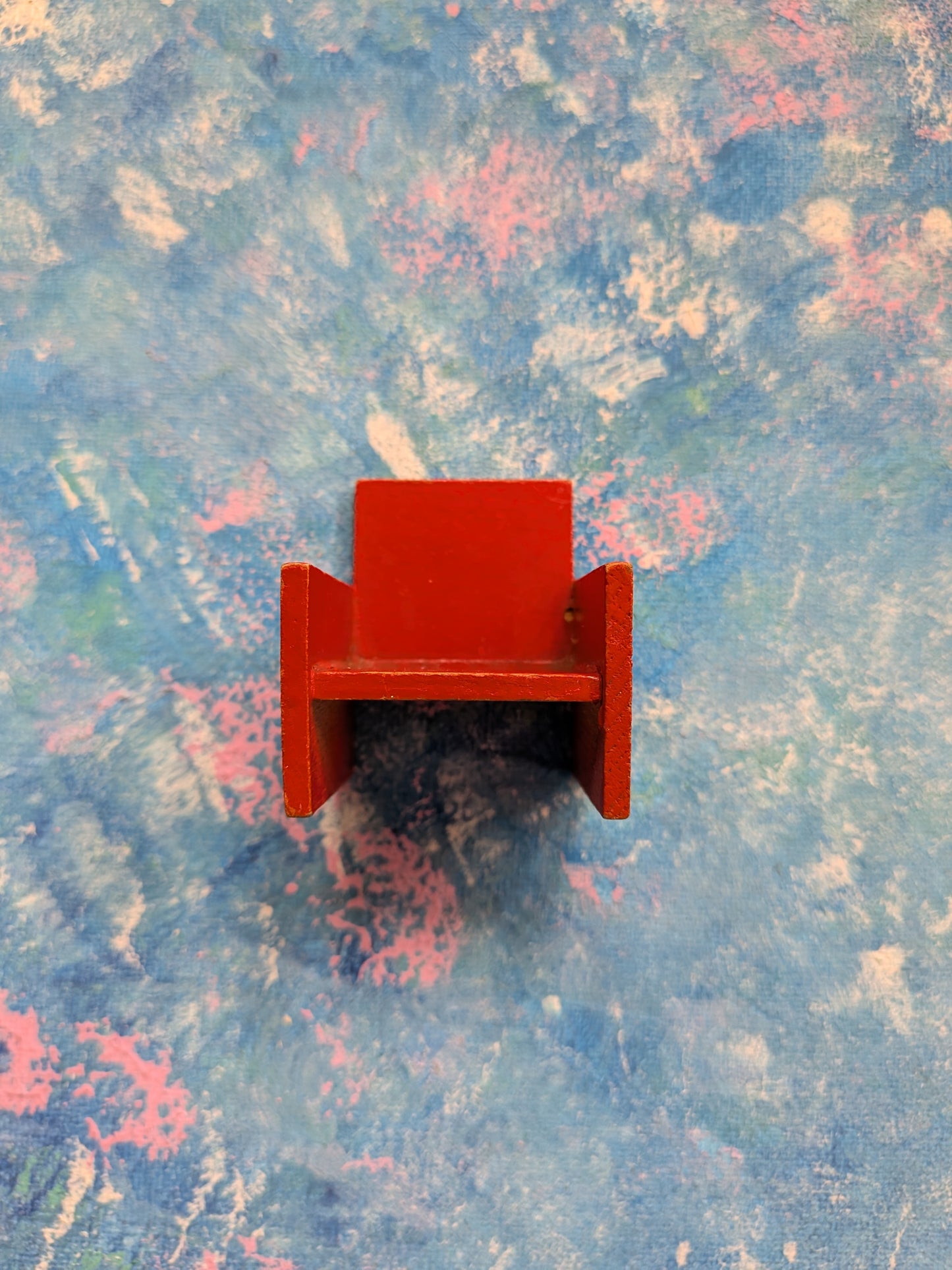 Vintage Dolls House Wooden Red Chair