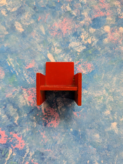 Vintage Dolls House Wooden Red Chair