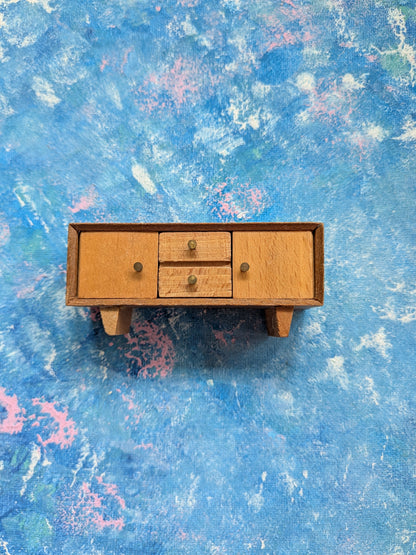 Vintage Dolls House Wooden Sideboard Cabinet with Opening Doors