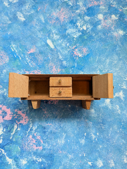 Vintage Dolls House Wooden Sideboard Cabinet with Opening Doors