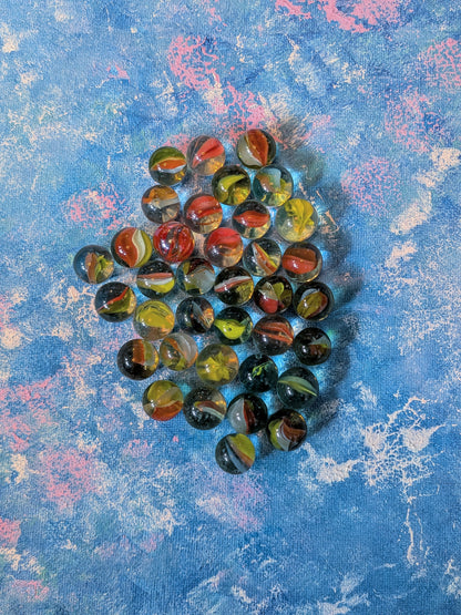 Vintage Orange/Yellow Marble Bundle - Includes 36 Marbles