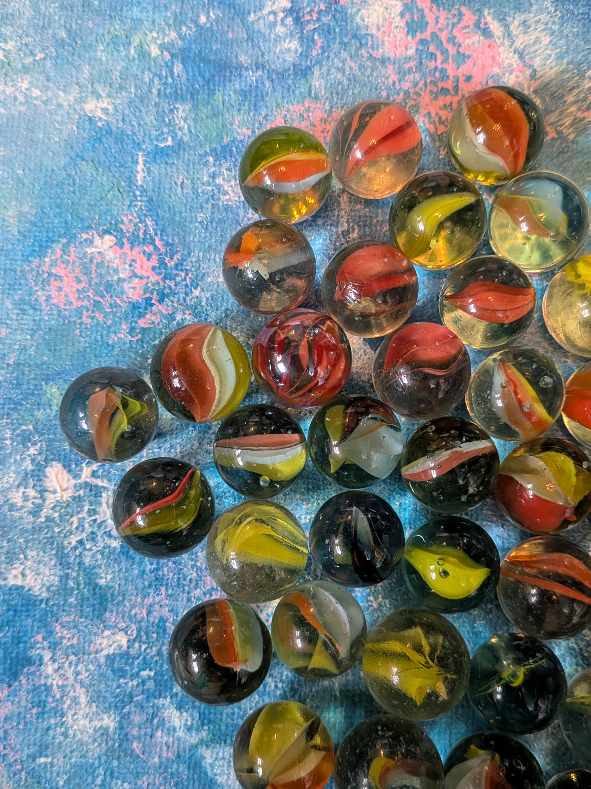 Vintage Orange/Yellow Marble Bundle - Includes 36 Marbles
