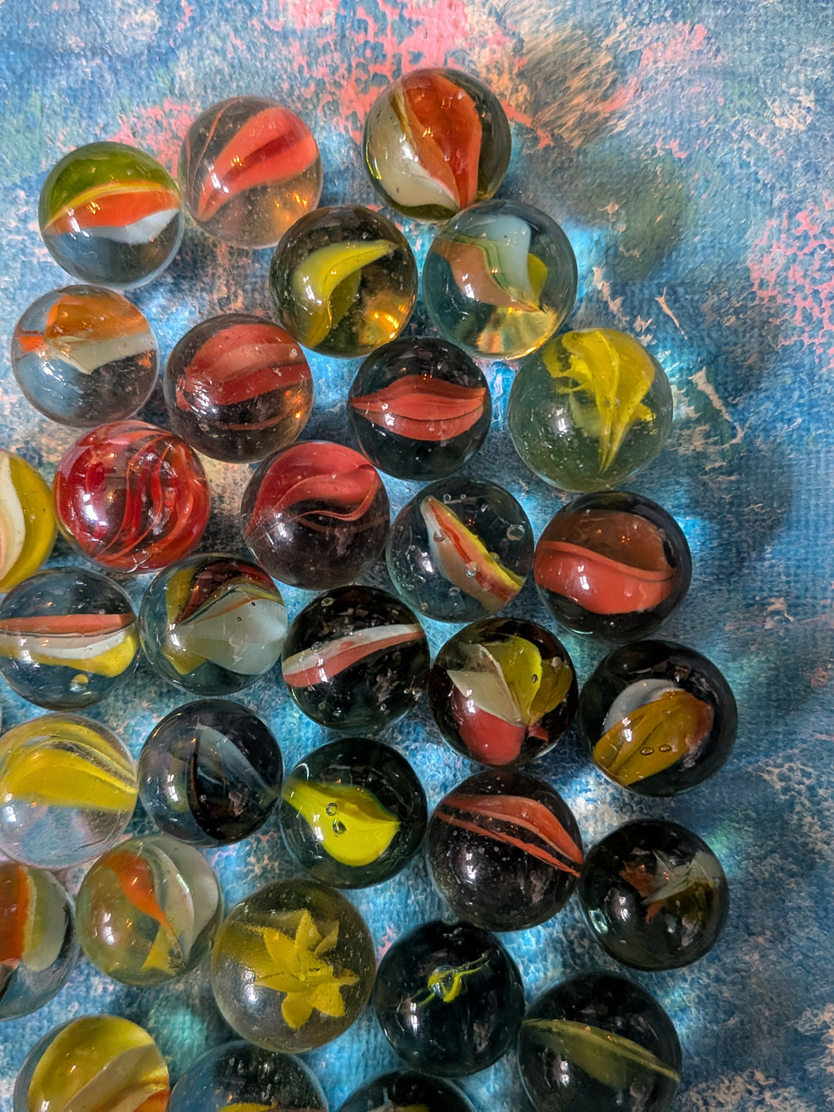 Vintage Orange/Yellow Marble Bundle - Includes 36 Marbles
