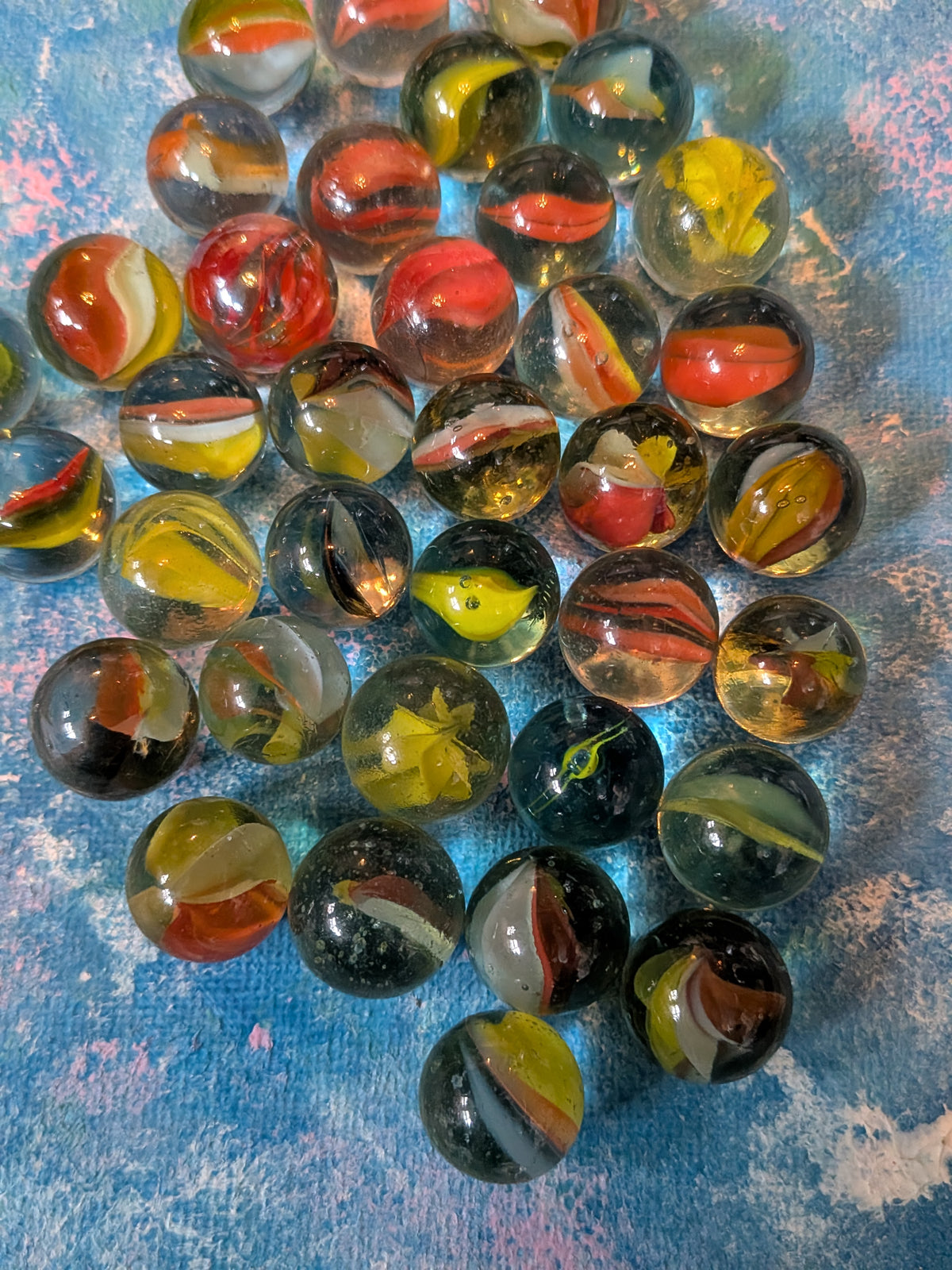 Vintage Orange/Yellow Marble Bundle - Includes 36 Marbles