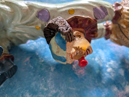 Vintage Circus Clown Figurine - White Polka Dot Clown on Ball