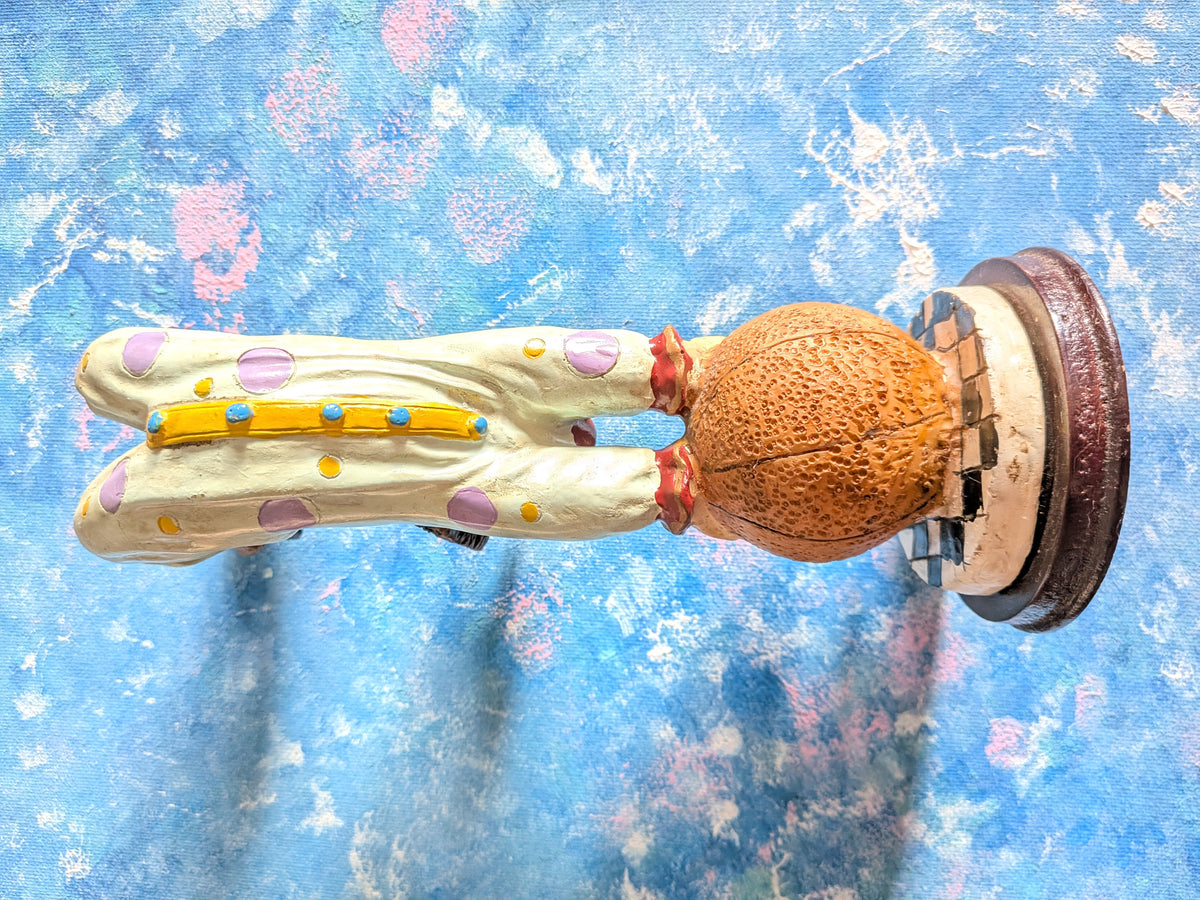 Vintage Circus Clown Figurine - White Polka Dot Clown on Ball