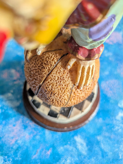 Vintage Circus Clown Figurine - White Polka Dot Clown on Ball