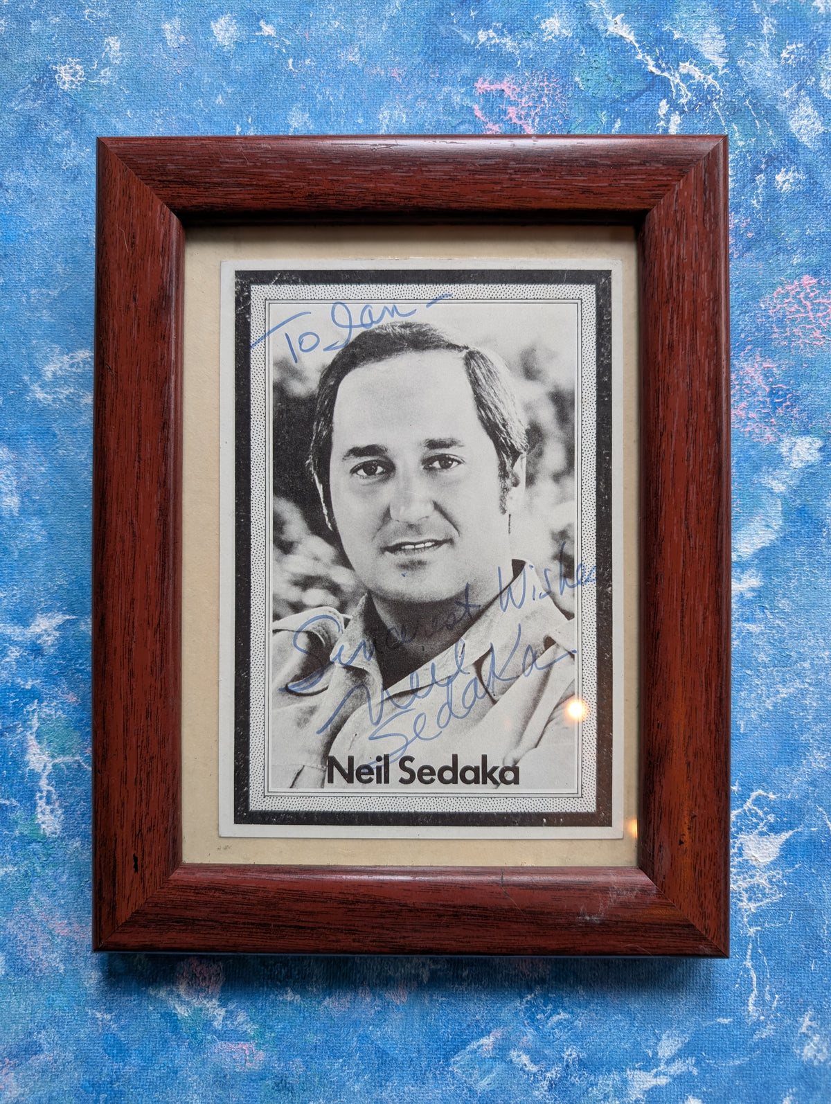 Vintage Neil Sedaka Autographed Photo in Frame