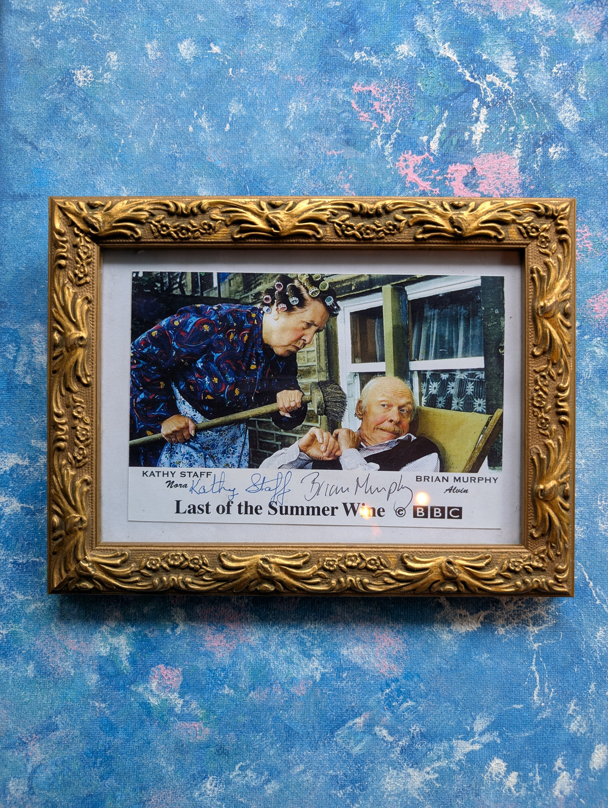 Vintage Last of The Summer Wine Kathy Staff/Brian Murphy Autographed Photo in Frame