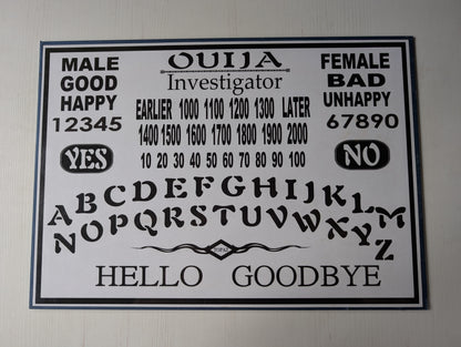 Vintage Card/Plastic Ouija Board Sign - 16" x 11.25"