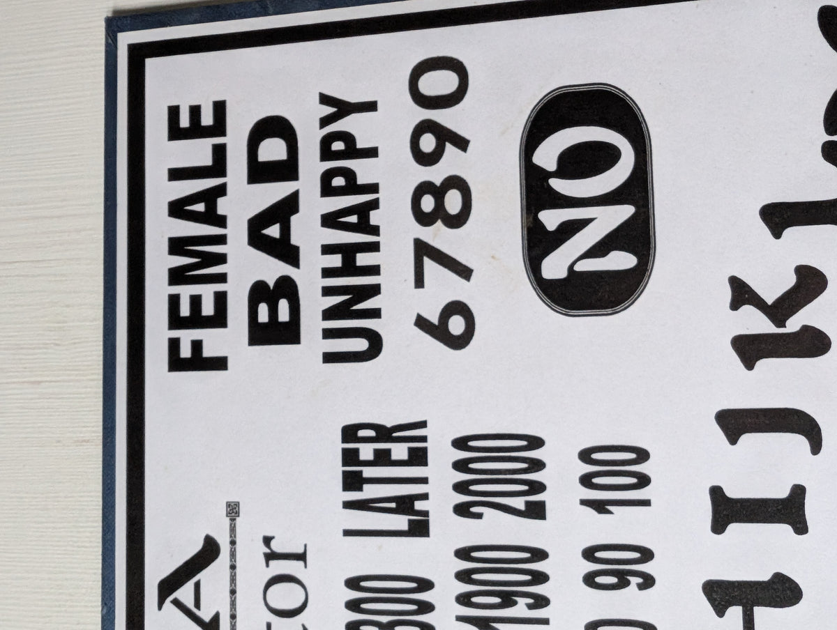 Vintage Card/Plastic Ouija Board Sign - 16" x 11.25"