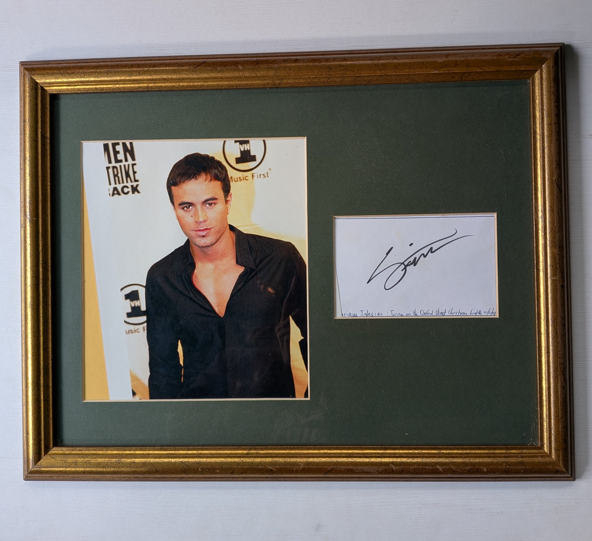 Vintage Enrique Iglesias Autograph and Photo in Frame - 2003 - See Details