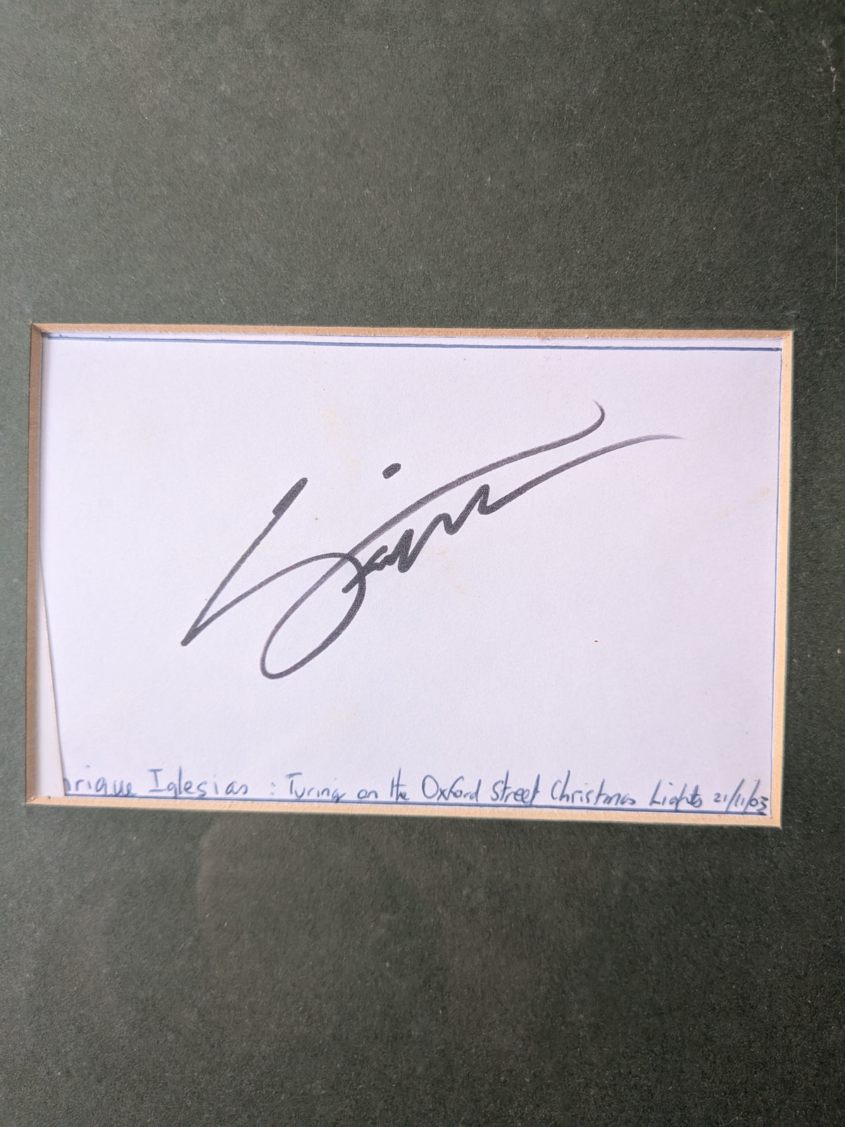 Vintage Enrique Iglesias Autograph and Photo in Frame - 2003 - See Details