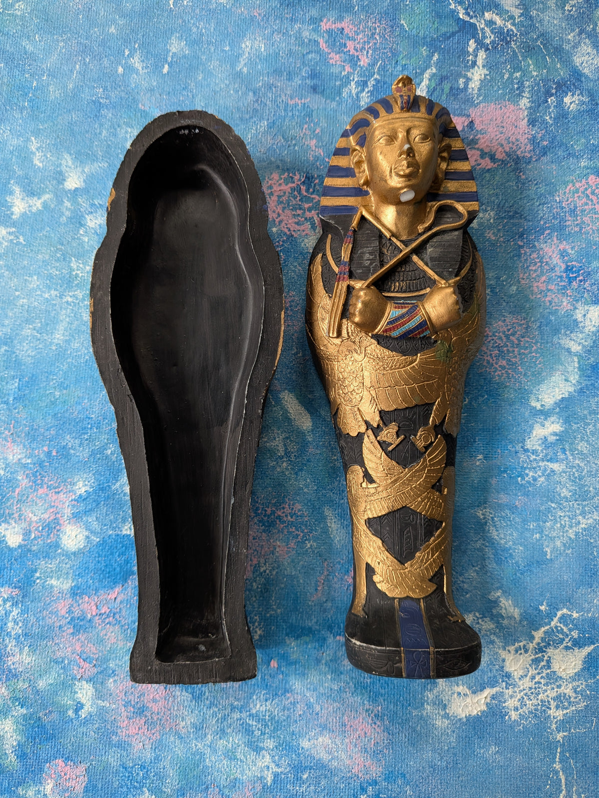 Vintage Ancient Egyptian-Style Tutankhamun Sarcophagus Trinket Box