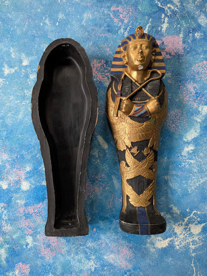 Vintage Ancient Egyptian-Style Tutankhamun Sarcophagus Trinket Box